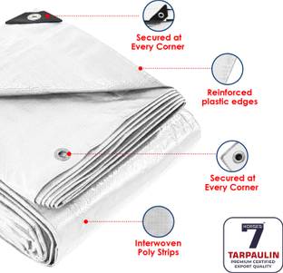 Seven Horses HDPE Tarpaulin Sheet Waterproof 6x9 ft (280 GSM) -Polyethylene Tarp with Eyelet Tent - For Multipurpose UV Treated Tirpal Tadpatri Cover for Truck, Roof, Rain or Sun