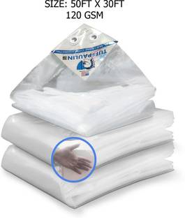TUFFPAULIN 50FT X 30FT 120 GSM Transparent Tarpaulin Tent - For Truck body, Car, Bike, Grain Covers, Pond Liners