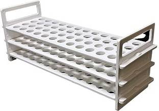 GALAXY SALES Polypropylene Test tube stand Polylab Test tube stand 3 TIER: 13 mm X 48 Holes Polypropylene Test Tube Rack