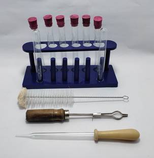 moolenterprises Stand Test tubes 15X125MM 6 pcs with Test Tube Holder test tube cleaning brush Plastic Test Tube Rack