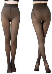 JMT Wear Winter Fleece Lined Tights for Women Warm Fake Translucent Nude Fleece Pantyhose Women Pyjama Thermal