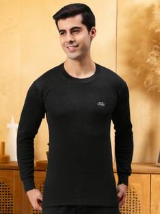 LUX COTT'S WOOL Full Sleeve Round Neck Black Thermal Men Top Thermal