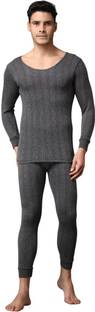Wearslim Cotton Quilted Winter Lightweight Thermal Underwear for Men with Fleece Lined Men Top - Pyjama Set Thermal