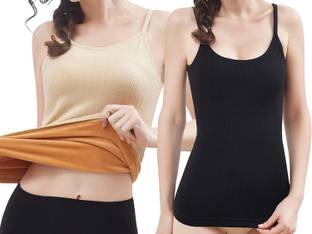 HSR Tank Top Warmer for Women, Fleece Lined Soft Women Underwear Thermal Vest Women Top Thermal