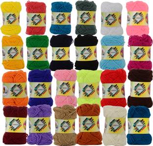 TIMESETL Hand Knitting 4 Ply, Yarn Art Craft Soft Fingering Crochet Hook Yarn, Needle Knitting Thread For Wool Ball Hand Knitting Art Craft Soft Fingering Crochet Hook Yarn, Needle Knitting Thread Dyed Multi Color Pack Of 24