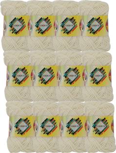 TIMESETL Hand Knitting 4 Ply, Yarn Art Craft Soft Fingering Crochet Hook Yarn, Needle Knitting Thread For Wool Ball Hand Knitting Art Craft Soft Fingering Crochet Hook Yarn, Needle Knitting Thread Dyed Cream Color Pack Of 12