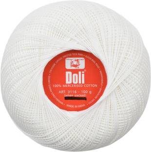Hunny - Bunch Doli Premium Knitting Crochet Mercerised Cotton Thread Ball (Shade White) Thread