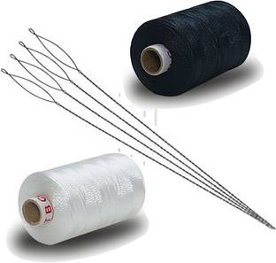 ANWALA MARKA 2 Ply Nylon Thread, Stainless Steel Collapsible Eye Beading Needle 0.30MM 8 PCS Thread