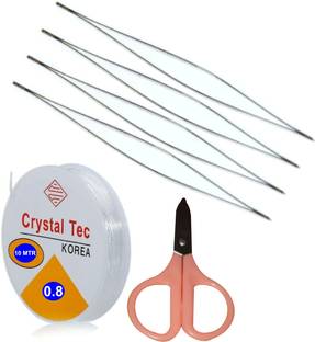 DOMICK 4 Stainless Steel Collapsible Eye Beading Needles, Nylon, 2.25 Inch 1P Scisor Thread