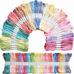 DOMICK Embroidery Thread Floss Skeins 7.5 Meter 6 Ply, 50 Color 50 Pcs Light Lacchi Thread