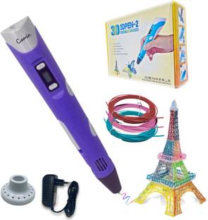 camin 3D Pen| 3D Pen with Adapter| 3D Pen for Kids (3 Color PLA Filament) Purple 3D Printer Pen