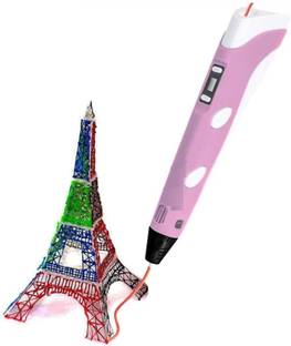 Ink spot 3D Printing Pen with LCD Display With 3 , 1.75 mm, 10 Metre Filament pink 3D Printer Pen