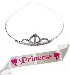 IHS Rhinestone Crown & Tiara And Princess Satin Sash Set Crown & Tiara