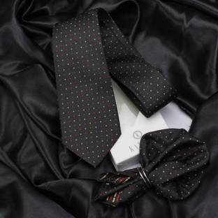 Kovove The Refreshing Twin Polka Dot Black Neck Tie and Pocket Square Gift Box Polka Print Tie