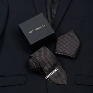 MUTAQINOTI Flowral Black Italian Style Silk Necktie Set With Pocket Square & Chorme Tie Pin Printed Tie
