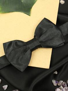 PELUCHE Essentials Black Coloured Premium Cotton Bowtie Solid Men Tie