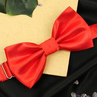 PELUCHE Essentials Red Coloured Premium Cotton Bowtie Solid Men Tie