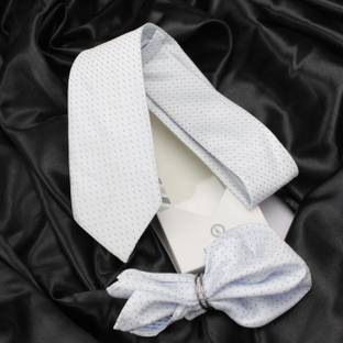 Kovove White Polka Dot Neck Tie and Pocket Square Gift Box Polka Print Tie