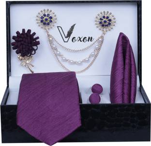 Voxon Solid, Self Design, Woven, Embellished Tie