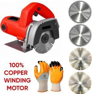 RanPra 4 INCH CUTTER MACHINE WITH TILE/WOOD CUTTING BLADE & 1 PAIR OF GLOVES Marble Cutter