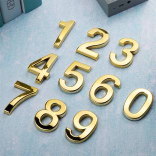 Mokshith Golden 3D Plastic Number Stickers Set (0–9) for Wall/Door – Pack of 10 Sign