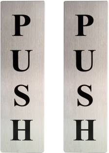 Vastra Self Adhesive Stainless Steel Metal PUSH 2 Pieces Metal Door Sign