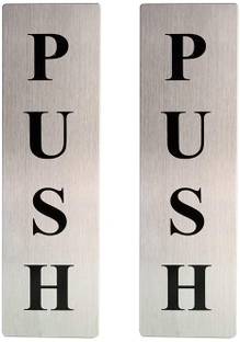 Vastra Self Adhesive Stainless Steel Metal PUSH 4 Pieces Metal Door Sign