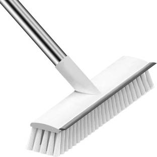 WZA Floor Scrub Brush ,Long Handle -50" Stiff & Soft Brush, 2 in 1 Scrape and Brush Plastic Wet and Dry Brush