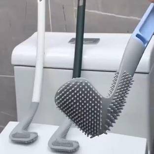 Vekaa Silicon L-Shape Golf Toilet Cleaner Brush with Holder with Holder