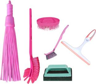 KIYA Bathroom cleaning set Toilet Brush, Broom, Tile Scrubber, Wiper, Cloth Brush