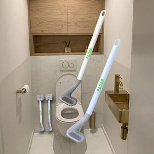 BKKTRADERS Golf Silicon Toilet Brush with Slim No-Slip Long Handle with Holder