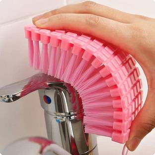 Onward flexible wide toilet brush cleaning cloth floor sink tile nylon wet and dry multicolor plastic with soft bristles (multicolor) (pack of 1)