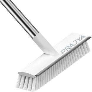 PRAJYA Bathroom Cleaning Brush with Wiper 2 in 1 Tiles Cleaning Floor Scrub Brush with Holder