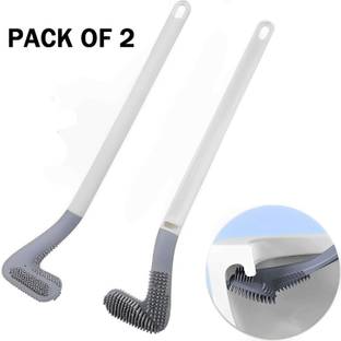 Digicom Golf Shape Toilet Brush Cleaner - L Shape Flexible Silicone Brush with Holder