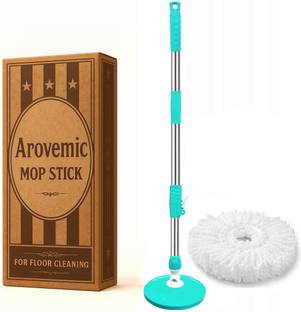 arovemic Branded Spin Mop Stick | Mop Pocha with 1 Microfiber Refill (5 Yrs Warranty)
