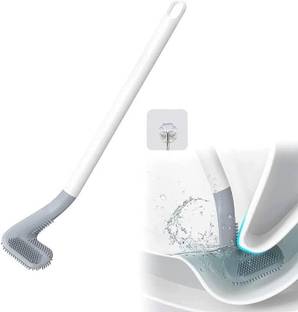 Top Select Silicon Toilet Cleaning Brush with Slim No Slip Long Handle Toilet Brush 1 pc with Holder