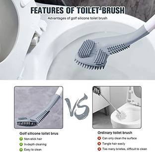 DIVINE CLUB FASHION Brush Flexible Deep Cleaning Silicone Toilet Cleaning Brush with Holder