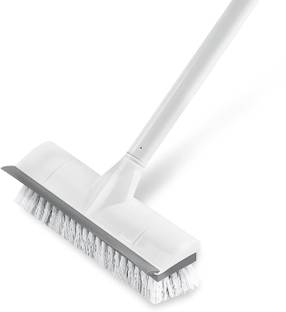 Qsin 2 in 1 Toilet Cleaning Brush Floor Cleaning Brush With Wiper With Long Handle
