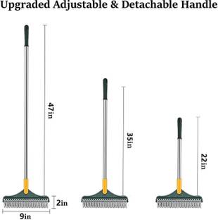 HELTRO 3 in 1 Bathroom with Wiper, Tiles Cleaning Brush with Handle@