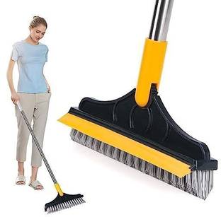 Albaintrus Bathroom Cleaning Brush with Wiper 2 in 1 Tiles Cleaning Brush Floor Scrub with Holder