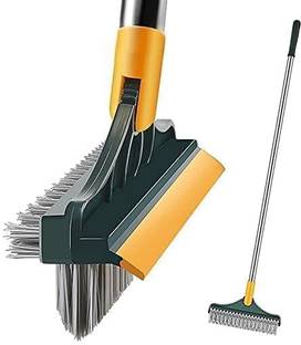 Nectiva 3 to 1 Cleaning Brush with Wiper Long Handle Bathroom brush Floor Tile Scrubber with Holder