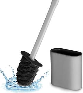 SBTs Silicone Toilet Brush With Holder Flex Anti-Drip, Toilet Bowl Cleaner Brush with Holder