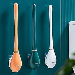 Medigo Silicone Water Drop Toilet Brush and Holder Set, Automatic Opening and Closing with Holder