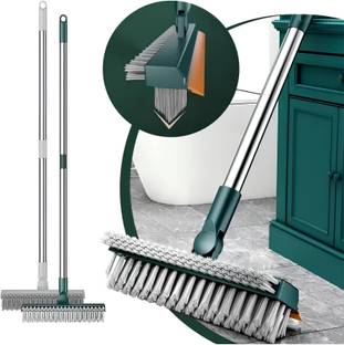 PILONG 180° Bathroom Brush with Long Handle - Wiper | 3 in 1 Tiles Cleaning Brush with Holder