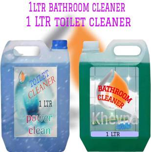KHEVNA Toilet and Bathroom Cleaner combo 1+1ltr Lemon Liquid Toilet Cleaner