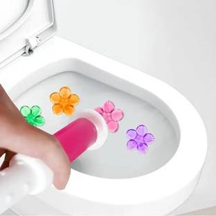 Almighty Multi Color Toilet Gel Bowl Cleaner Flower Stamp Push & Click Dispenser Lemon Gel Toilet Cleaner