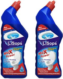 LiSops Max Power Pack of 2 Lemon Liquid Toilet Cleaner