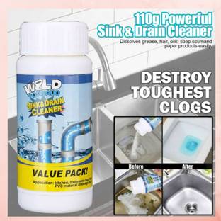 TMP a Powerful Drain Blockage Cleaner Sink Cleaner Powder, Drain Cleaner Powder pack Lemon Powder Toilet Cleaner