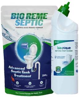 Bio Pique Septic Tank Cleaner 250g + Toilet Cleaner 500ml | Eco-Friendly | Natural Liquid Toilet Cleaner