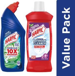 Harpic Power Plus Toilet Cleaner Jasmine 1L + Disinfectant Bathroom Cleaner Floral 1L Floral Liquid Toilet Cleaner